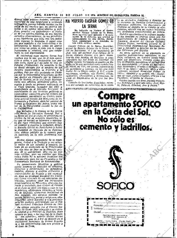 ABC SEVILLA 23-07-1974 página 32
