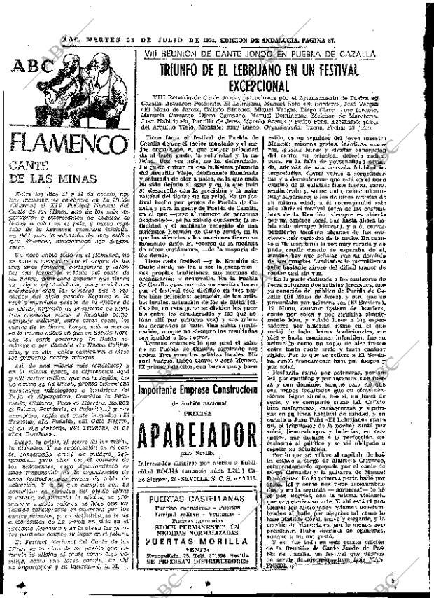 ABC SEVILLA 23-07-1974 página 67