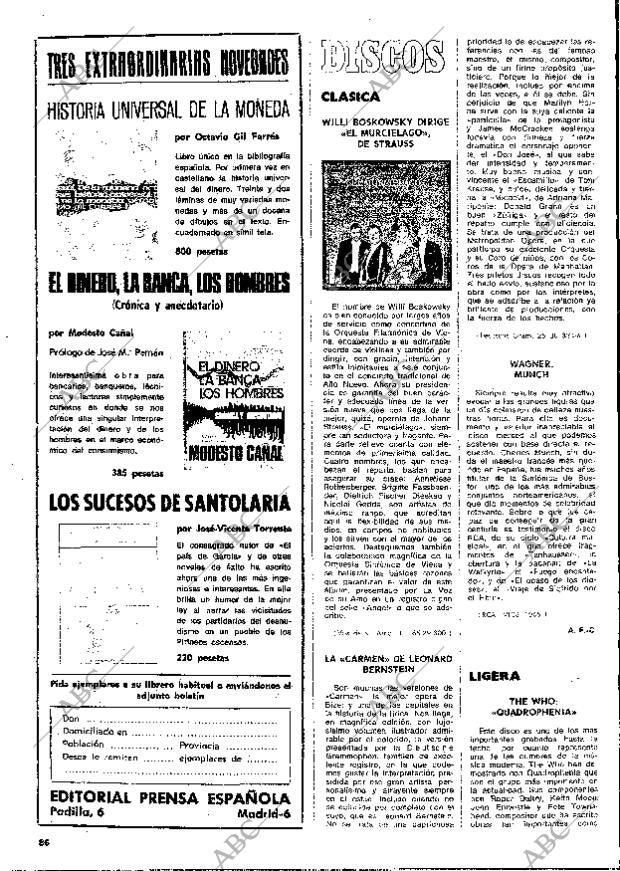 BLANCO Y NEGRO MADRID 10-08-1974 página 86