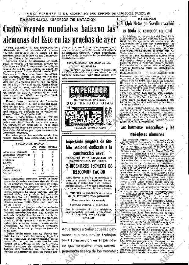 ABC SEVILLA 23-08-1974 página 43