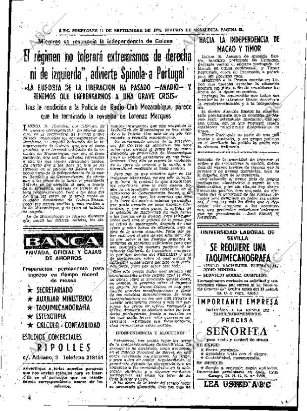 ABC SEVILLA 11-09-1974 página 21