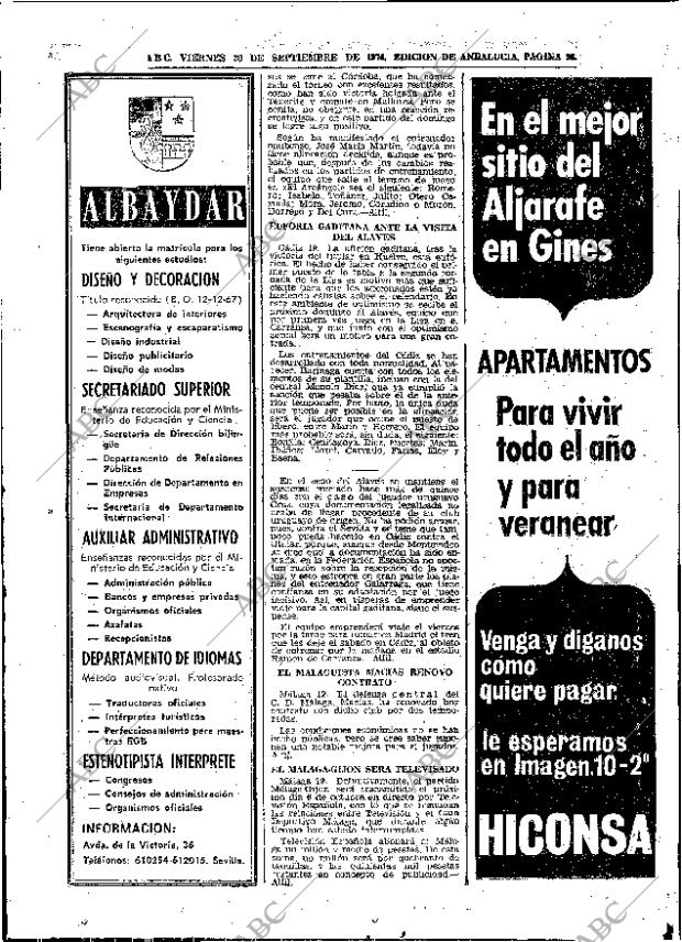 ABC SEVILLA 20-09-1974 página 58