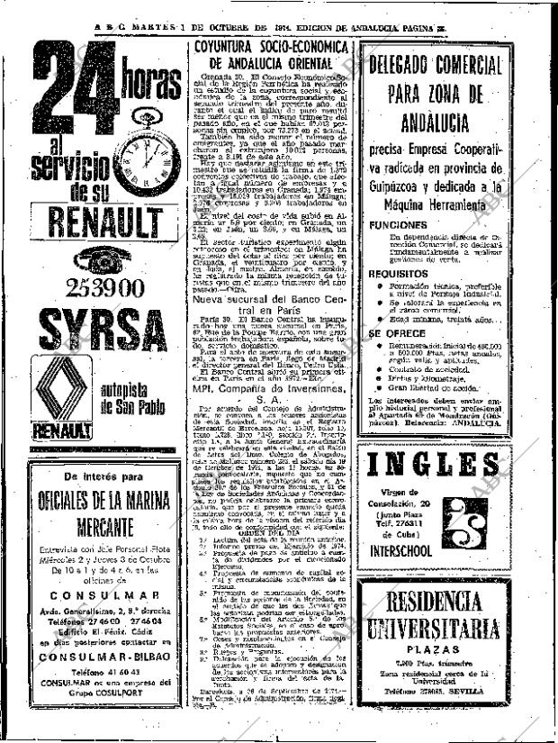 ABC SEVILLA 01-10-1974 página 28