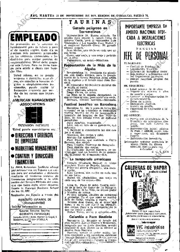 ABC SEVILLA 12-11-1974 página 74