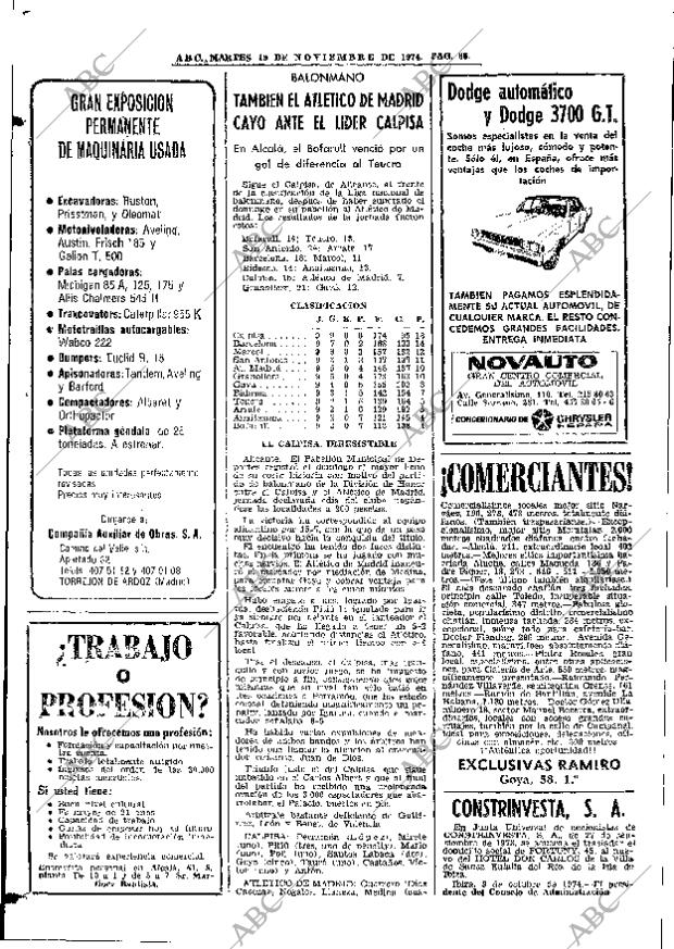 ABC MADRID 19-11-1974 página 62