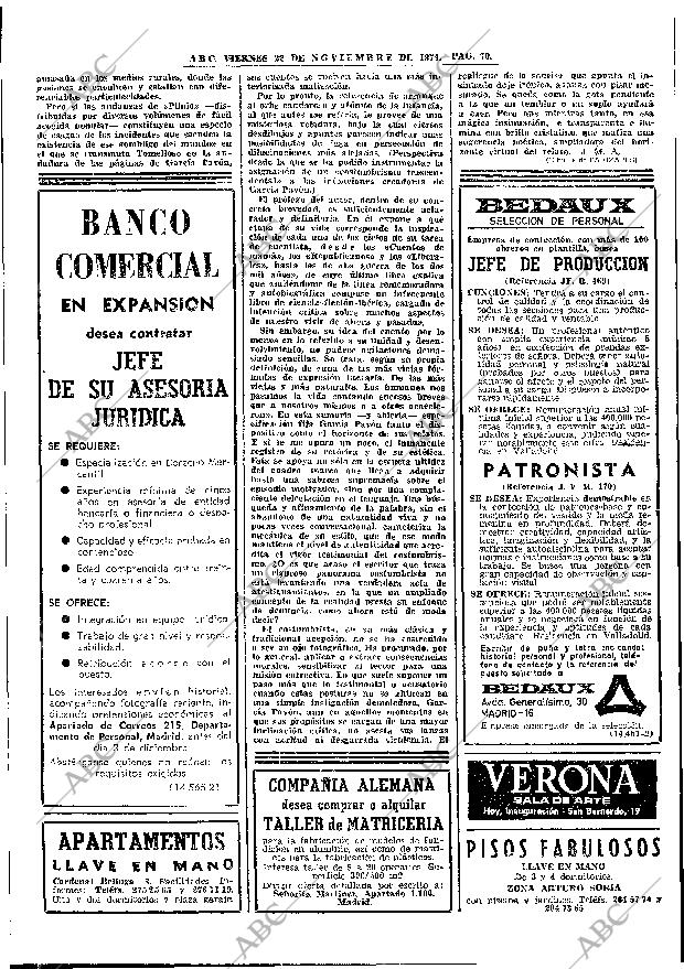 ABC MADRID 22-11-1974 página 70