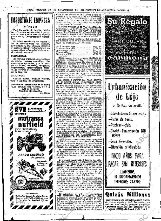 ABC SEVILLA 22-11-1974 página 74
