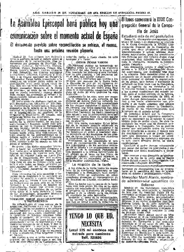 ABC SEVILLA 30-11-1974 página 45