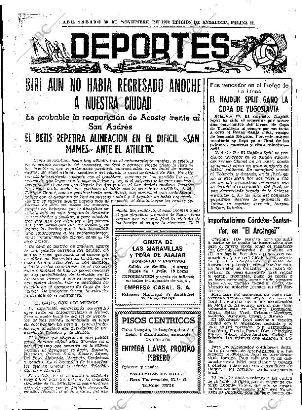 ABC SEVILLA 30-11-1974 página 61