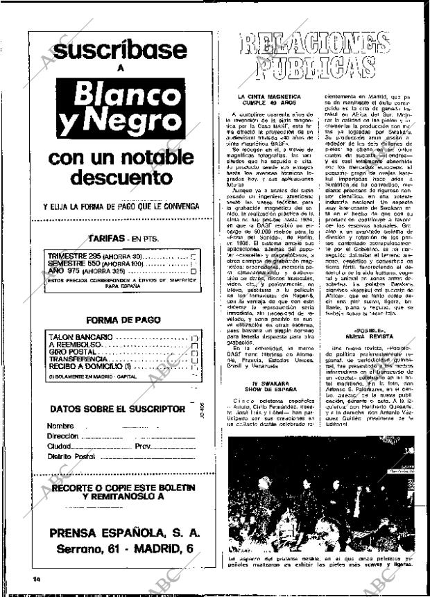 BLANCO Y NEGRO MADRID 30-11-1974 página 14