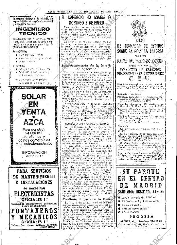 Periodico Abc Madrid 11 12 1974 Portada Archivo Abc