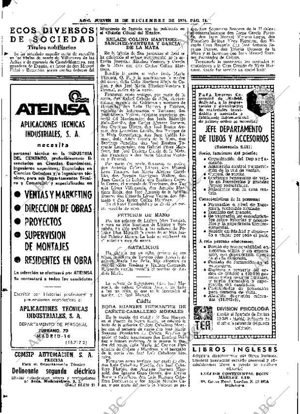 ABC MADRID 12-12-1974 página 74