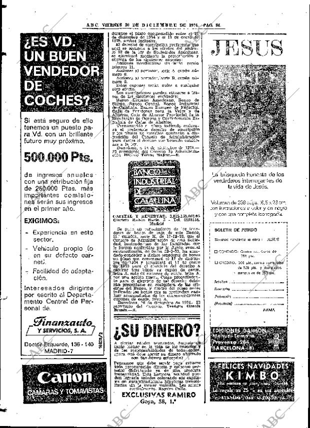 ABC MADRID 20-12-1974 página 84