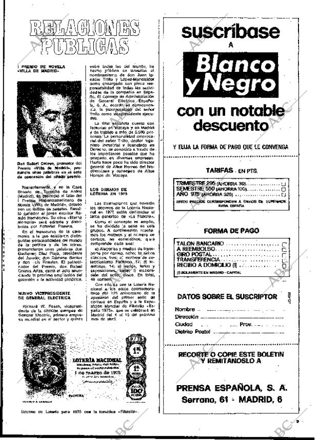 BLANCO Y NEGRO MADRID 11-01-1975 página 9