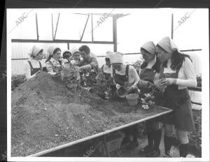 Alumnas de la escuela nacional de instructoras rurales Onésimo Redondo,...