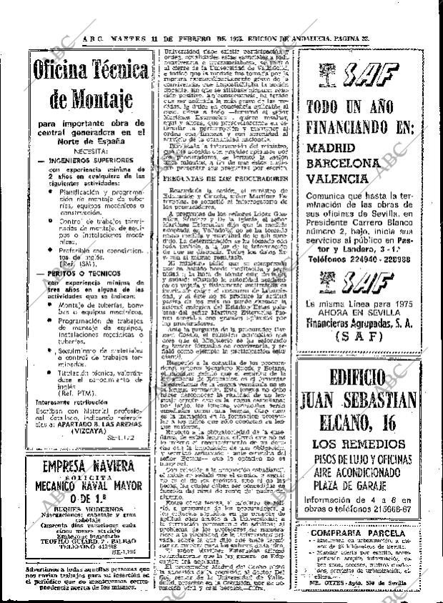ABC SEVILLA 11-02-1975 página 22