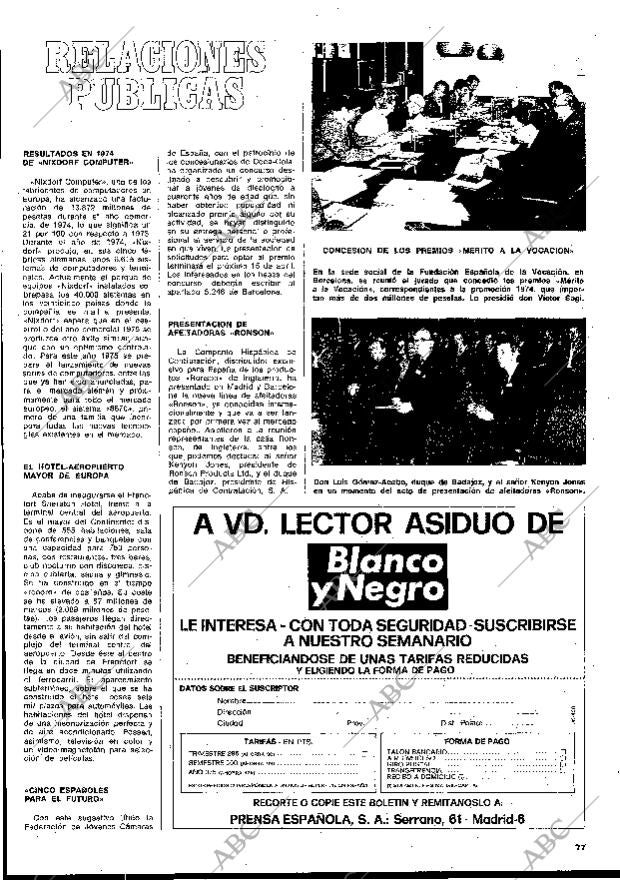 BLANCO Y NEGRO MADRID 22-03-1975 página 77