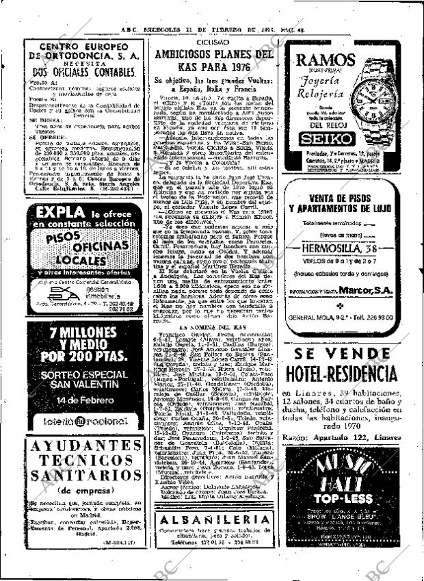 ABC MADRID 11-02-1976 página 62