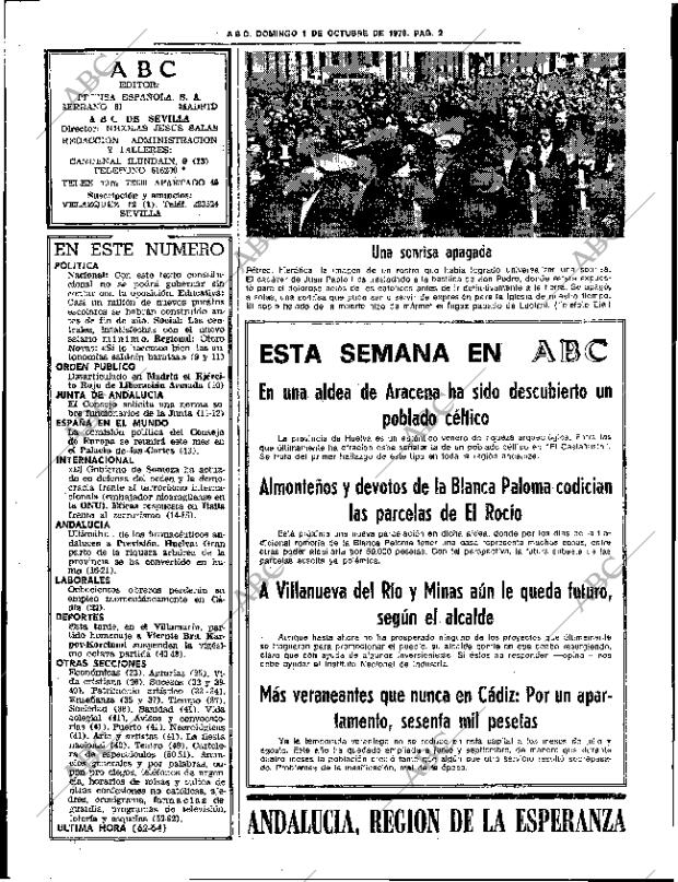 Periódico ABC SEVILLA 01-10-1978,portada - Archivo ABC