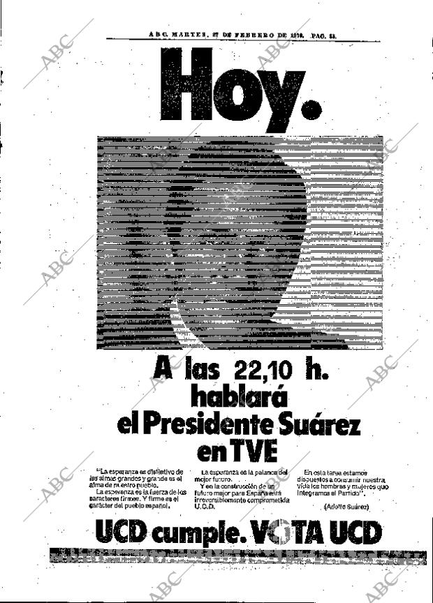 Periodico Abc Madrid 27 02 1979 Portada Archivo Abc