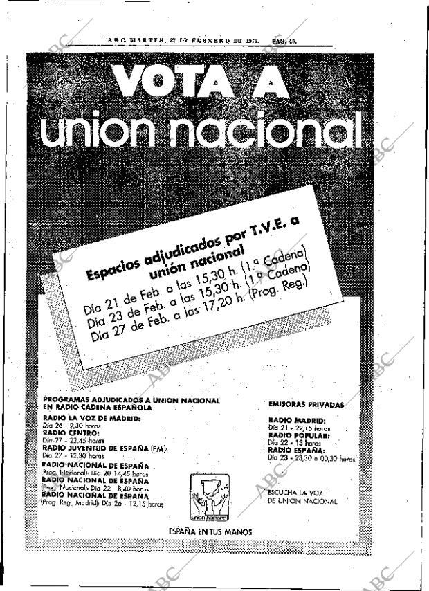 Periodico Abc Madrid 27 02 1979 Portada Archivo Abc