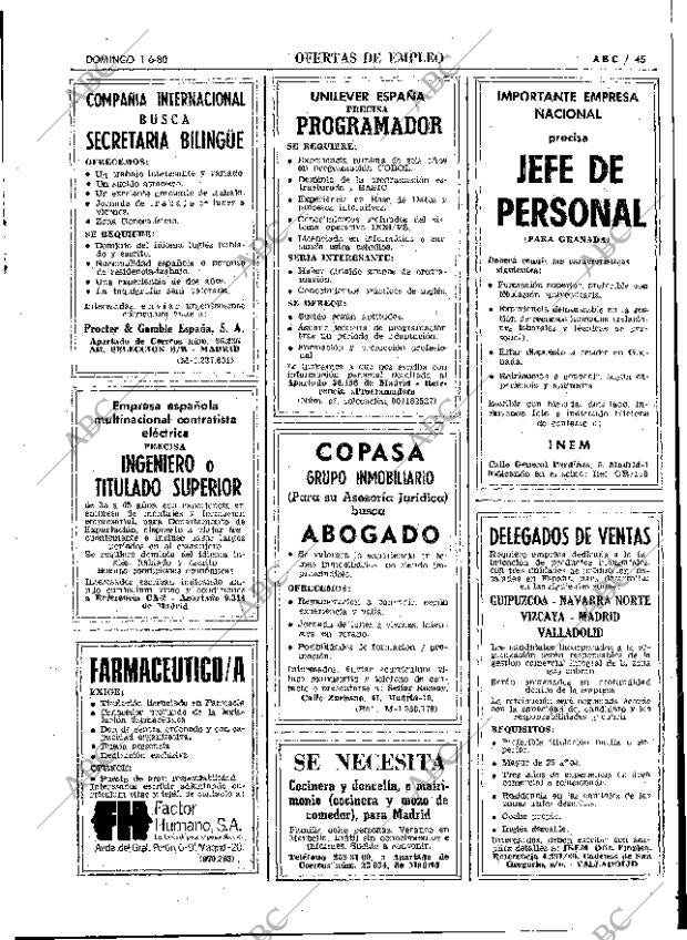 ABC MADRID 01-06-1980 página 61