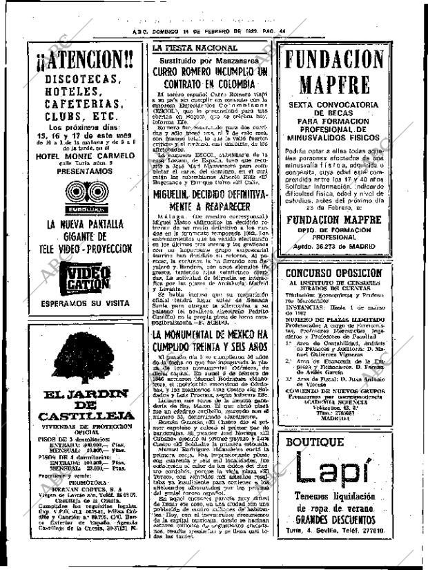 ABC SEVILLA 14-02-1982 página 58