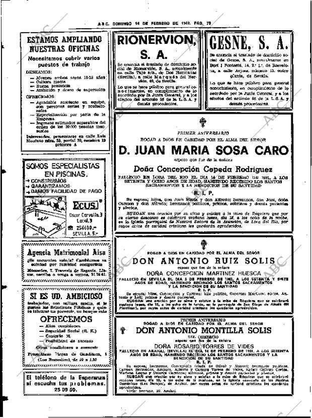 ABC SEVILLA 14-02-1982 página 84