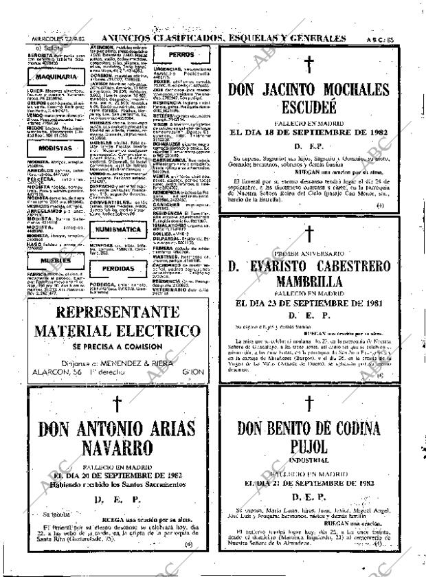 ABC MADRID 22-09-1982 página 85