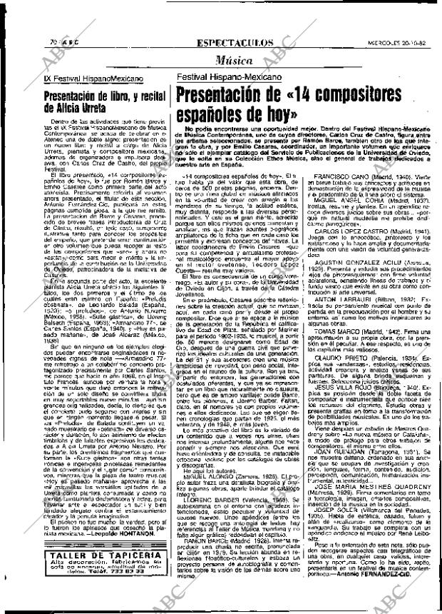 ABC MADRID 20-10-1982 página 70