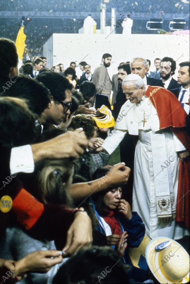 En la imagen, en Madrid, durante el encuentro con los jóvenes de España en el...