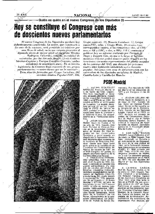 ABC MADRID 18-11-1982 página 28