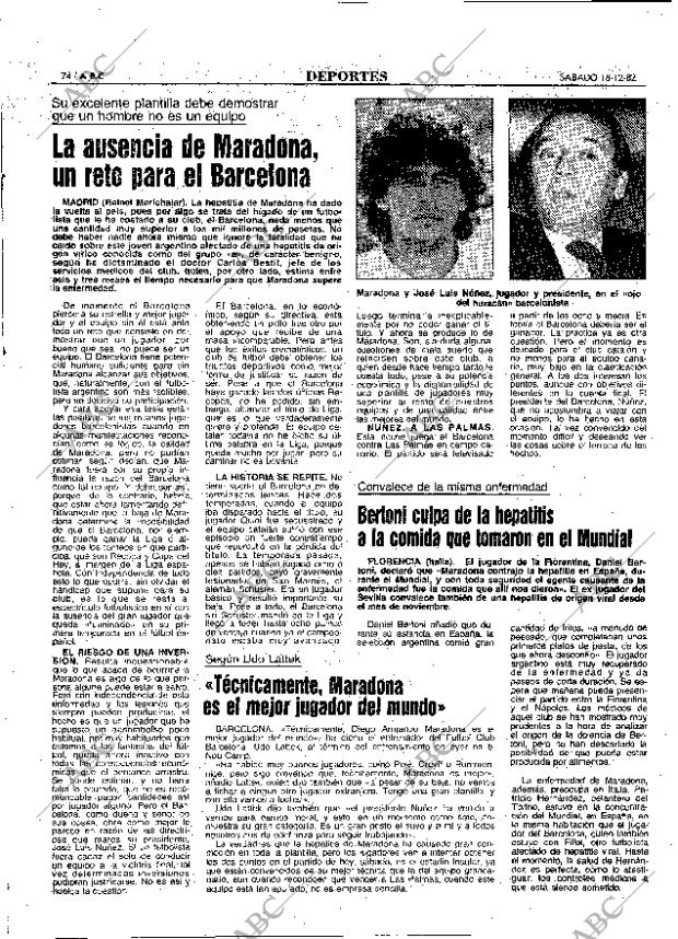 ABC MADRID 18-12-1982 página 74