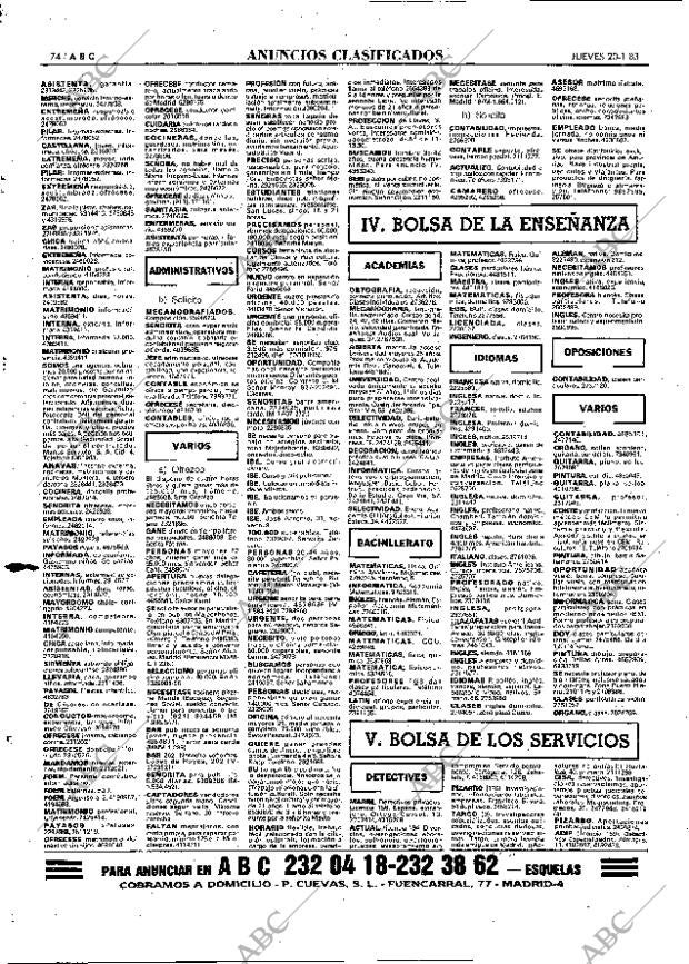 ABC MADRID 20-01-1983 página 74