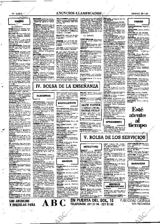 ABC MADRID 28-01-1983 página 74