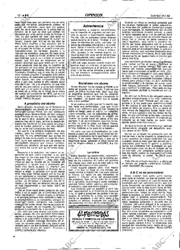 ABC MADRID 29-01-1983 página 12