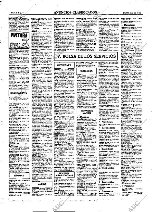 ABC MADRID 30-01-1983 página 92