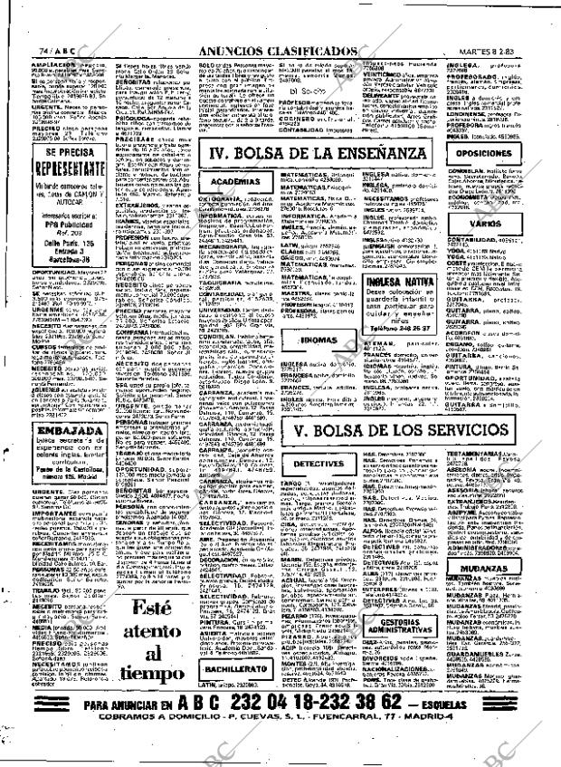 ABC MADRID 08-02-1983 página 74