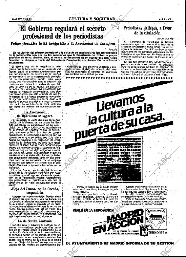 ABC MADRID 15-02-1983 página 45