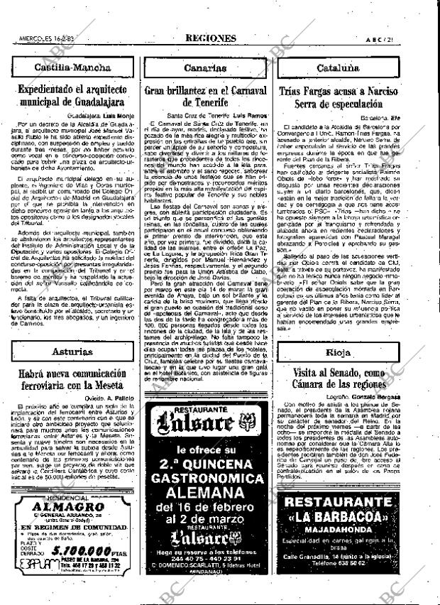 ABC MADRID 16-02-1983 página 21