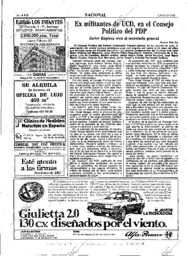 ABC MADRID 21-02-1983 página 16