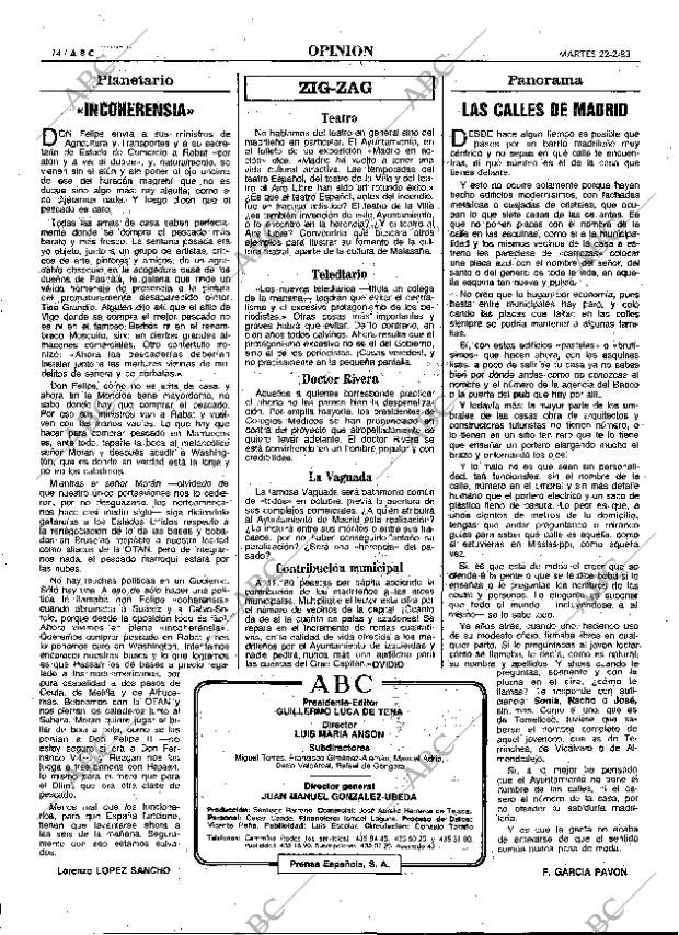 ABC MADRID 22-02-1983 página 14