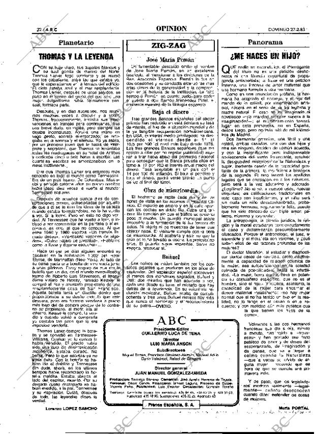 ABC MADRID 27-02-1983 página 22