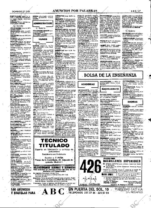 ABC MADRID 27-02-1983 página 87