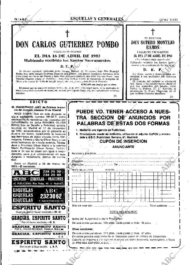 ABC MADRID 18-04-1983 página 74