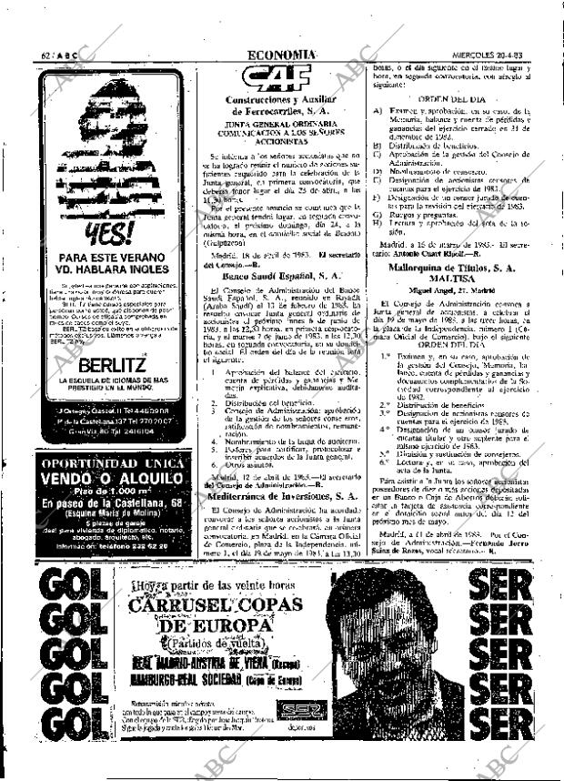 ABC MADRID 20-04-1983 página 62