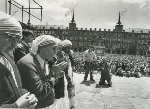 En la imagen, durante una misa en la Plaza Mayor