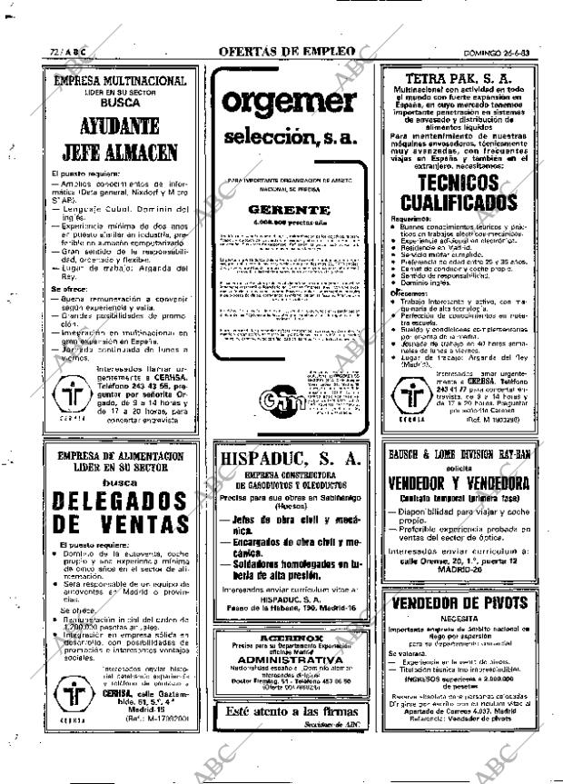 ABC MADRID 26-06-1983 página 72