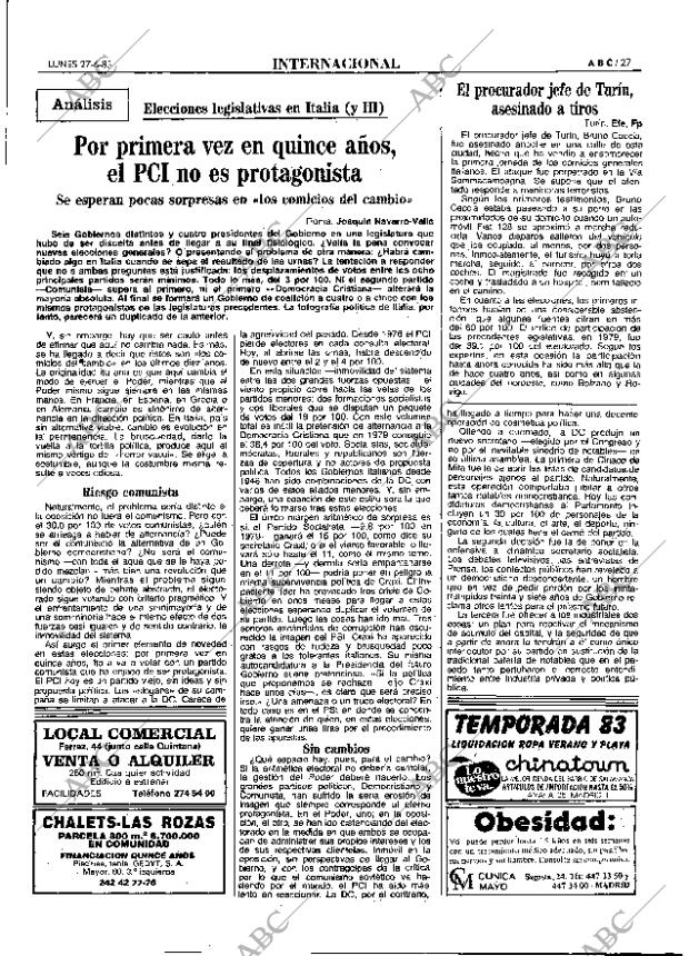ABC MADRID 27-06-1983 página 27