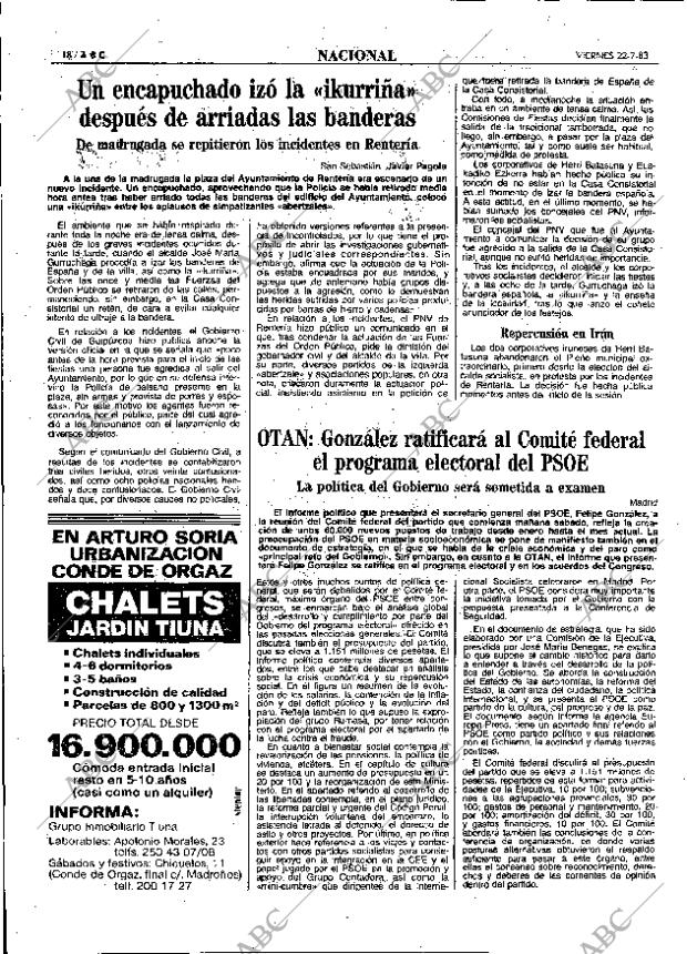 ABC MADRID 22-07-1983 página 18